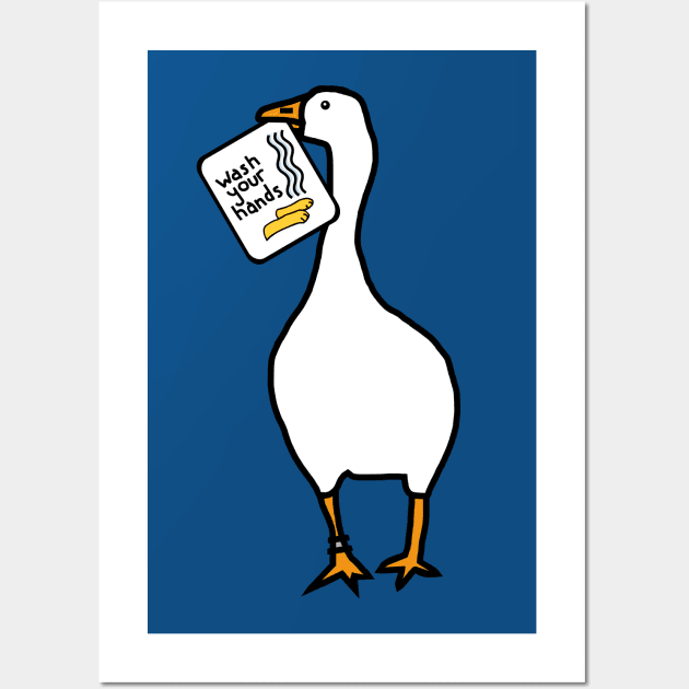 Funny Goose Says Wash Your Hands Wall Art by ellenhenryart